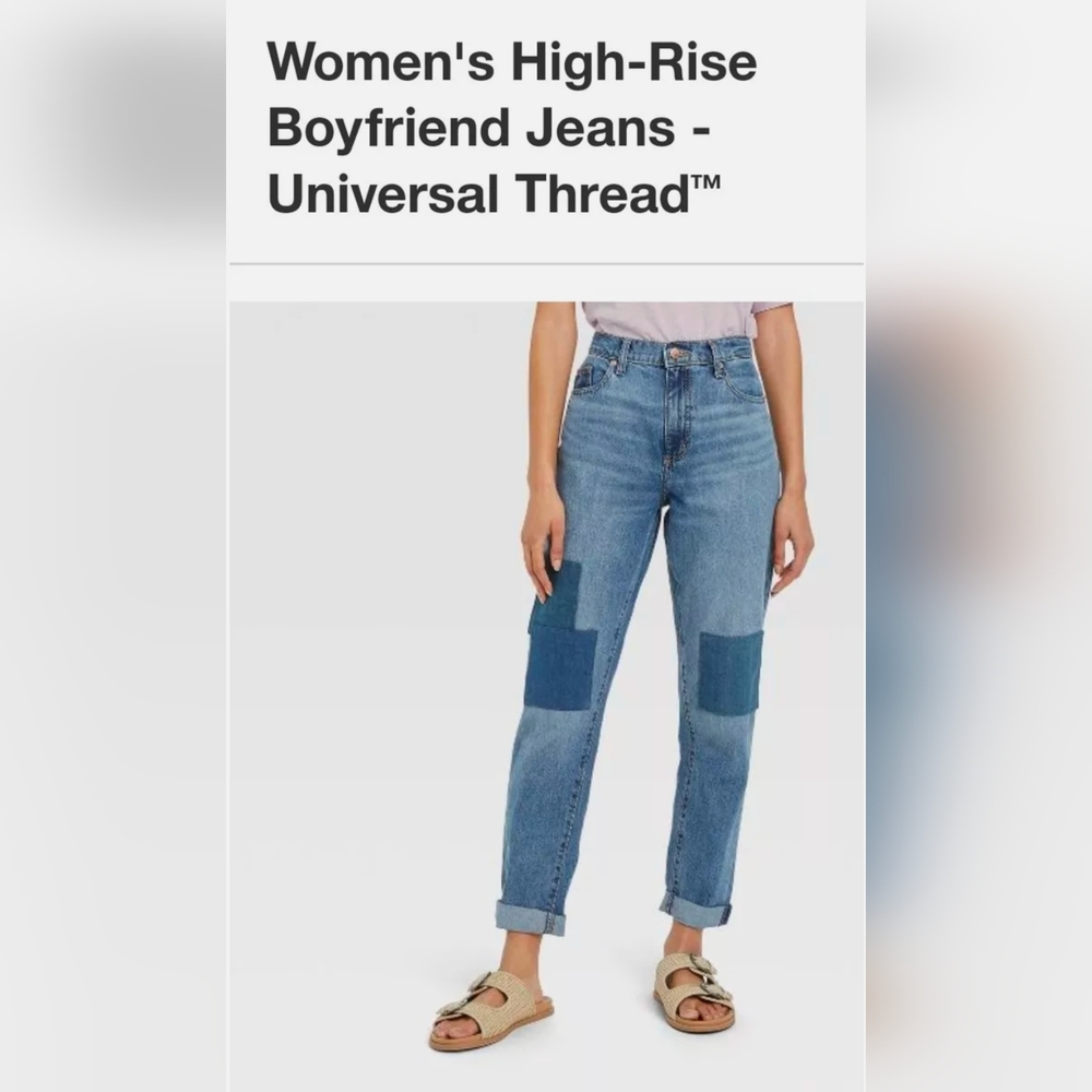 Universal Thread Women's High-Rise Boyfriend Patch Jeans - size 4/27R